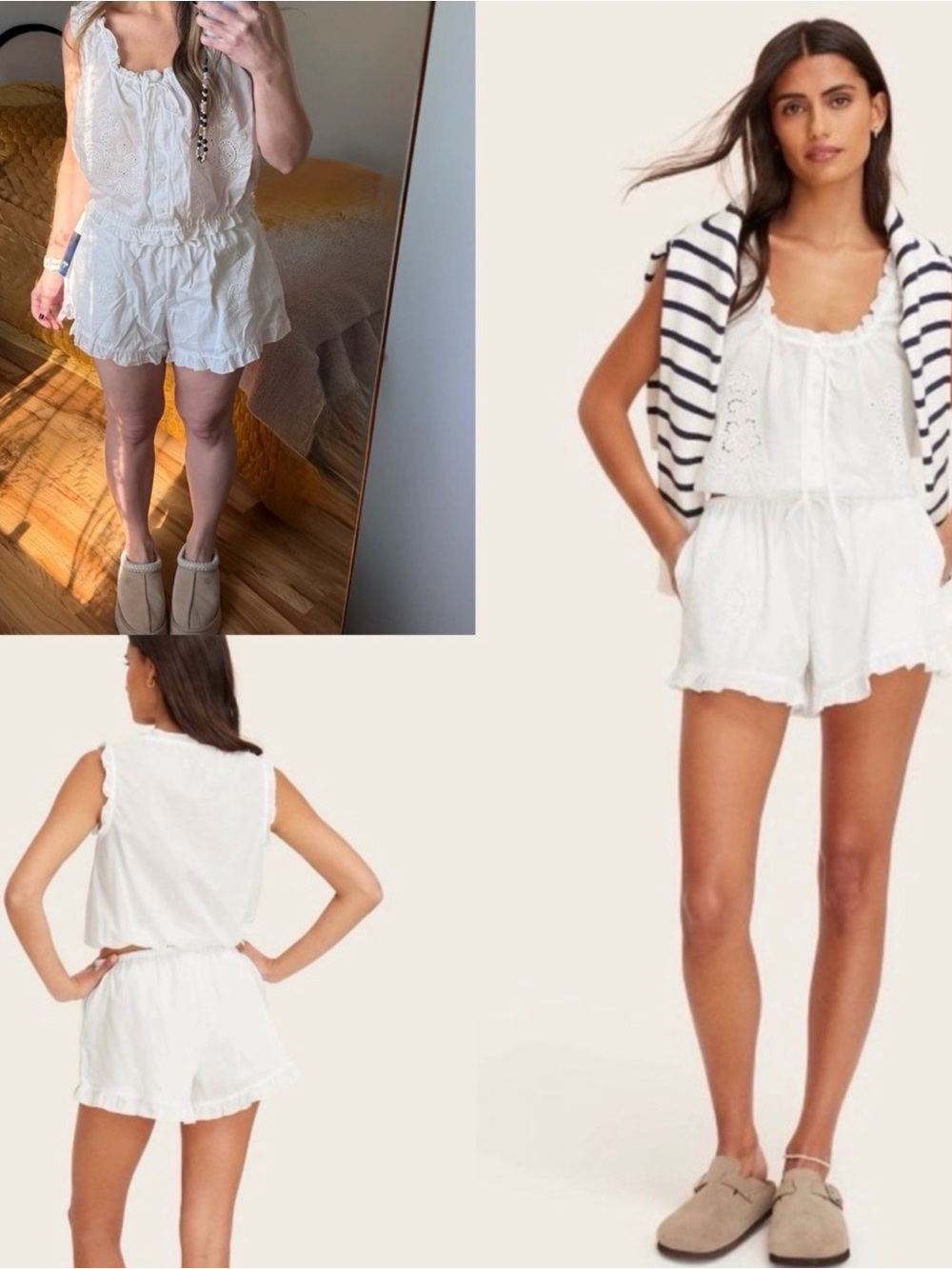 NWT PARKE x TARGET SET s eyelet white cotton pull on shell shorts matching